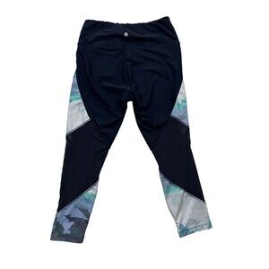 Bally Leggings Size M Navy Blue w White/Blue Side Pattern Polyester/Spandex